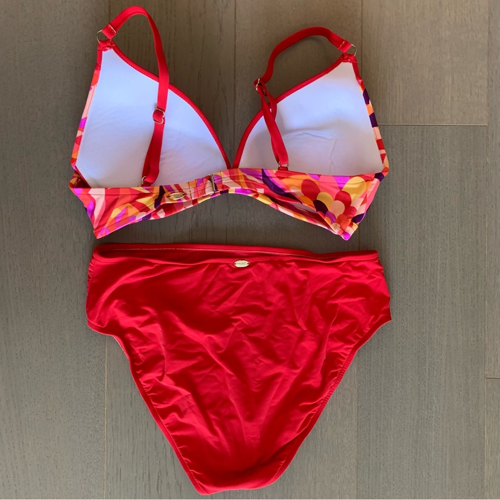 Sunsets Red & Colourful Swim Top & Bottom - Picture 5 of 14